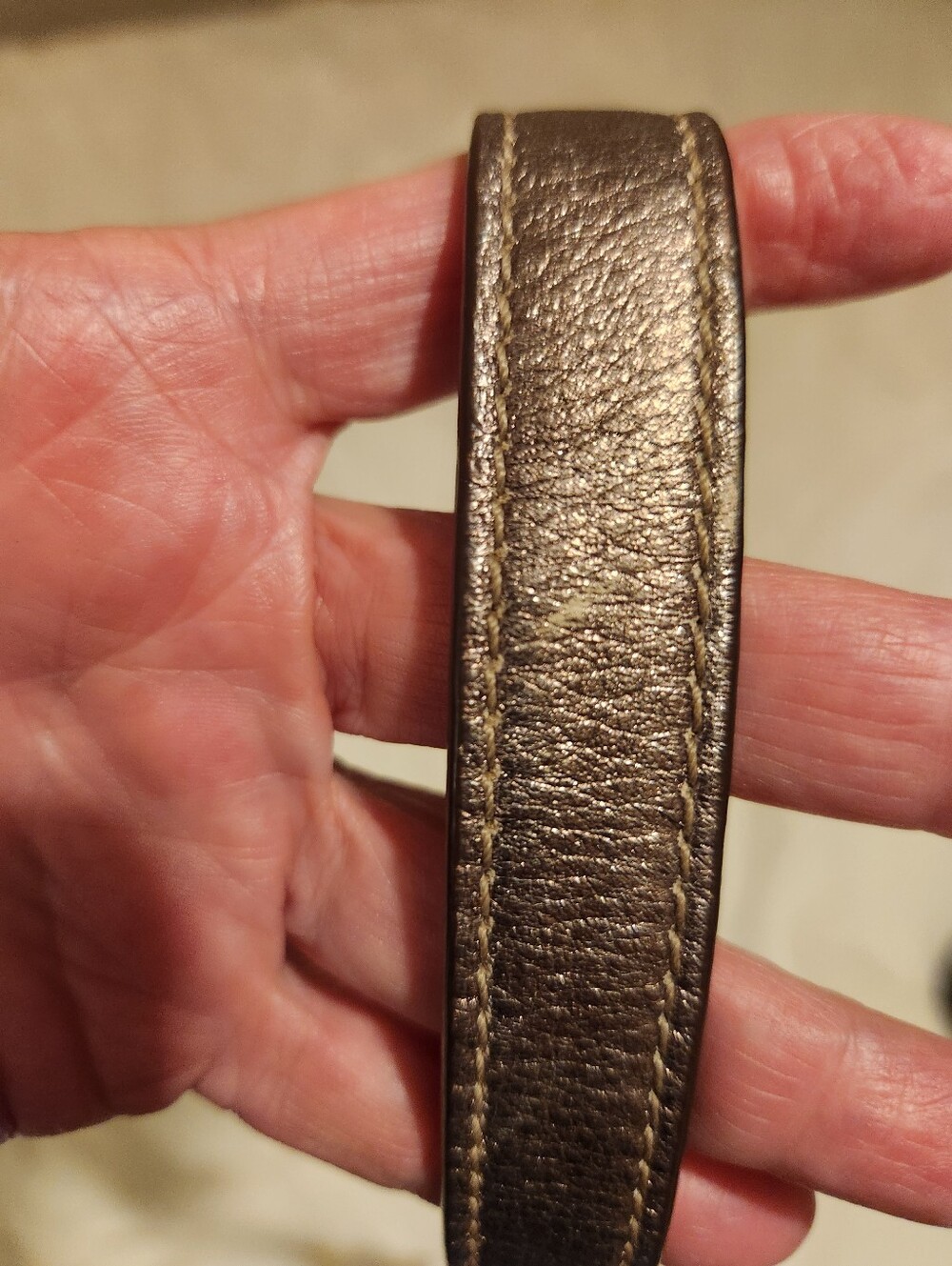 Coach Kristin Metallic Pewter Gunmetal Leather Shoulder Strap with Matching Tag - Picture 6 of 7